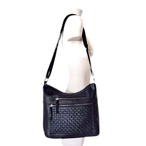 Great American Leatherworks Black Woven Crossbody Medium Biker Moto Emo